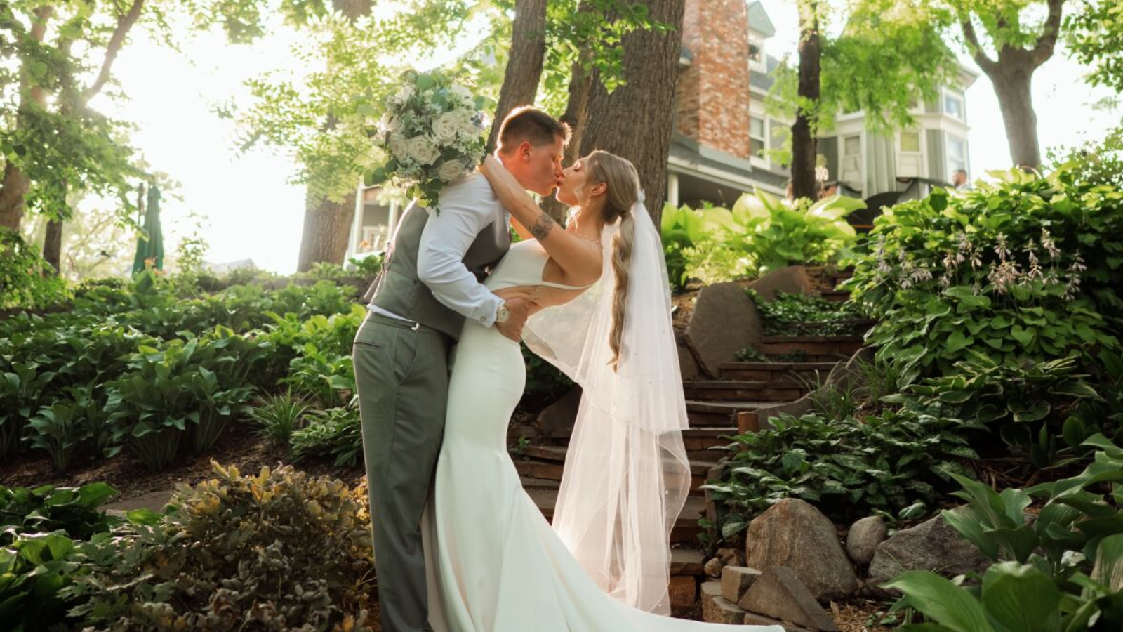 Love bloomed and the wedding followed in a flower-filled garden in Papillion